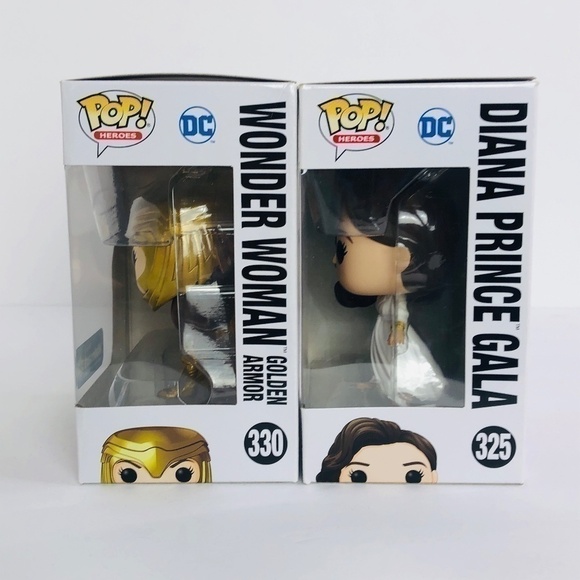 NIB Funko Pop Wonder Woman WW84 Golden Armor 330 & 325 - Picture 2 of 6